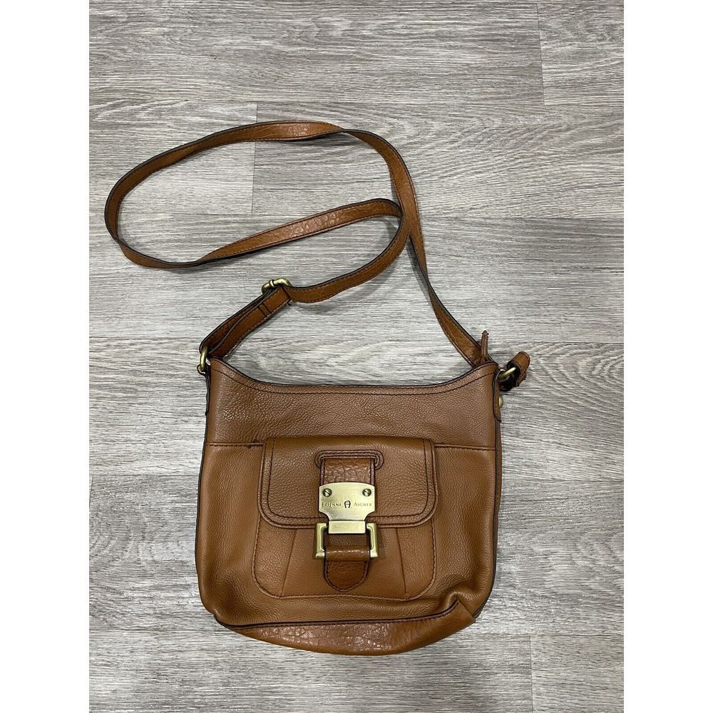Etienne Aigner Genuine Leather Brown shoulder handbag‎ 8" X 9"